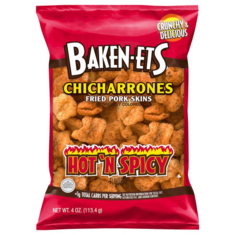 Baken - Ets Chicharrones Fried Pork Skins Hot 'N Spicy 113.4g