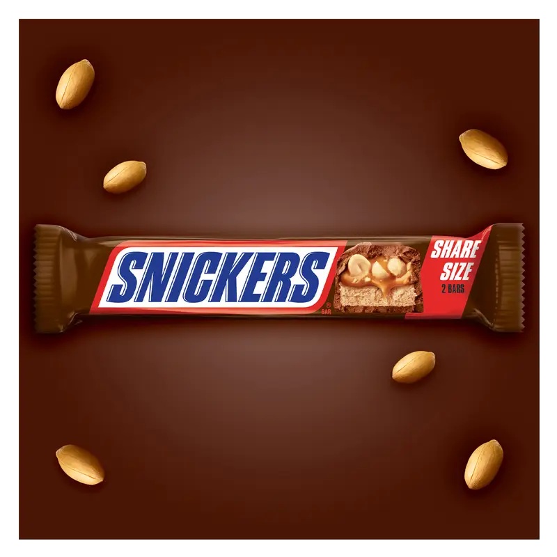 Snickers Share Size 2 Bars Net Wt 3.29 Oz (93g)