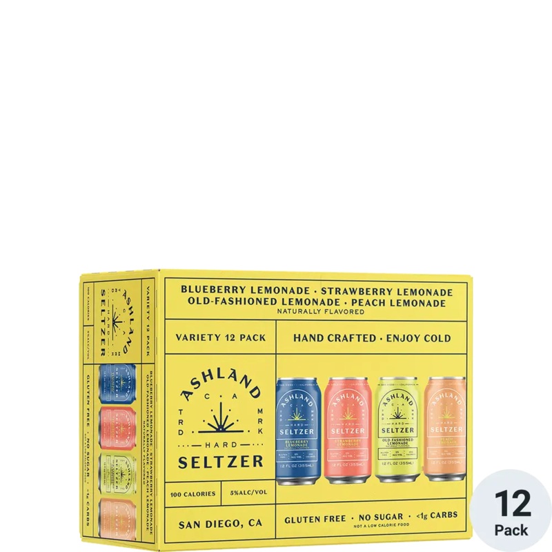 Ashland Hard Seltzer White Peach, Mandarin, Cranberry, Black Cherry 12pack