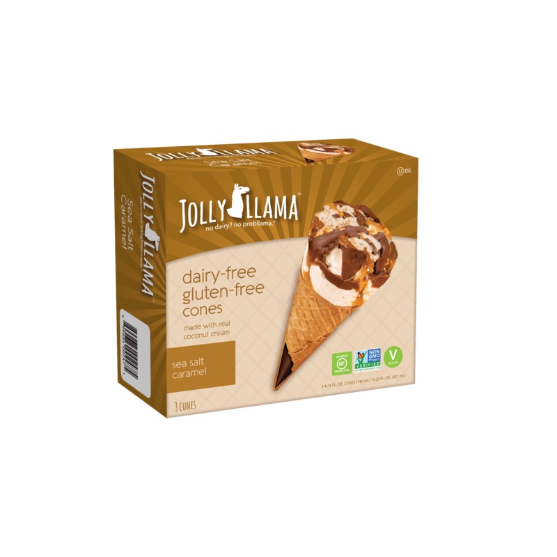 JOLLY LLAMA Non-Dairy Seasalt Caramel Ice Cream Cones