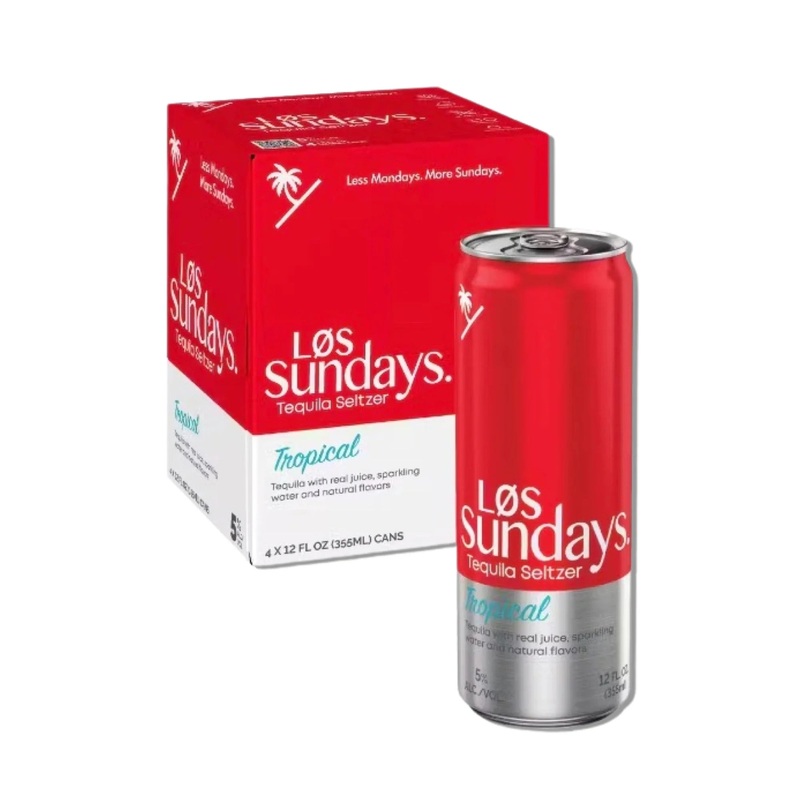 Los Sundays Tropical Tequila Seltzer 12oz 4pack Can