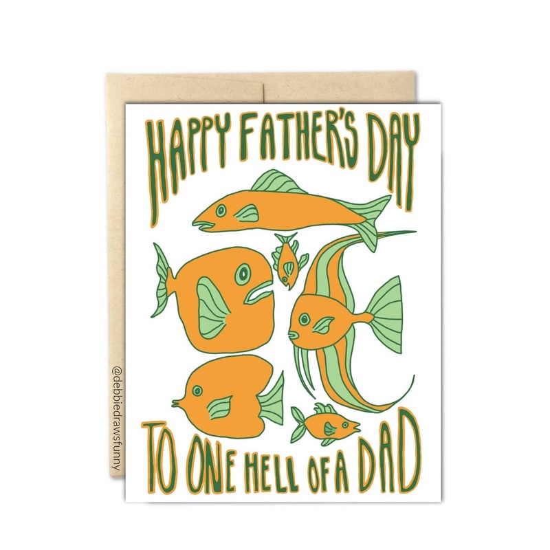 DEBBIE DRAWS FUNNY Fishes Father's Day Card