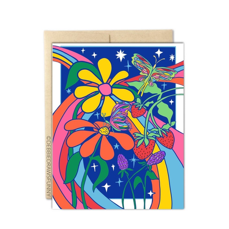 DEBBIE DRAWS FUNNY Rainbow Daisies Friendship Card