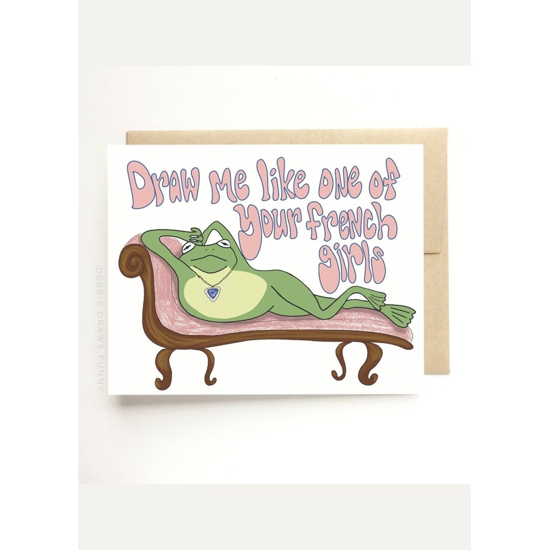 DEBBIE DRAWS FUNNY Rose Frog Valentines Card