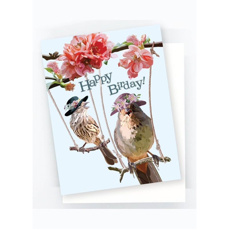 FAIRE Birds On Swings "Happy Birday" Birthday Card