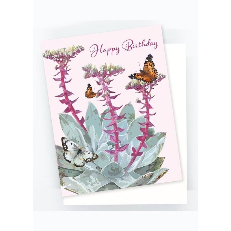 FAIRE Botanical Succulent Butterfly Birthday Card