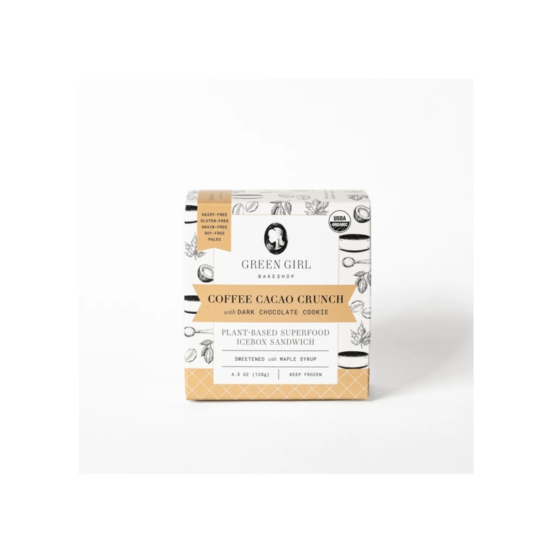 GREEN GIRL BAKESHOP Coffee Cacao Crunch Ice Cream Sandwich