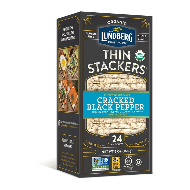 LUNDBERG FAMILY FARMS Organic Cracked Black Pepper Thin Stackers
