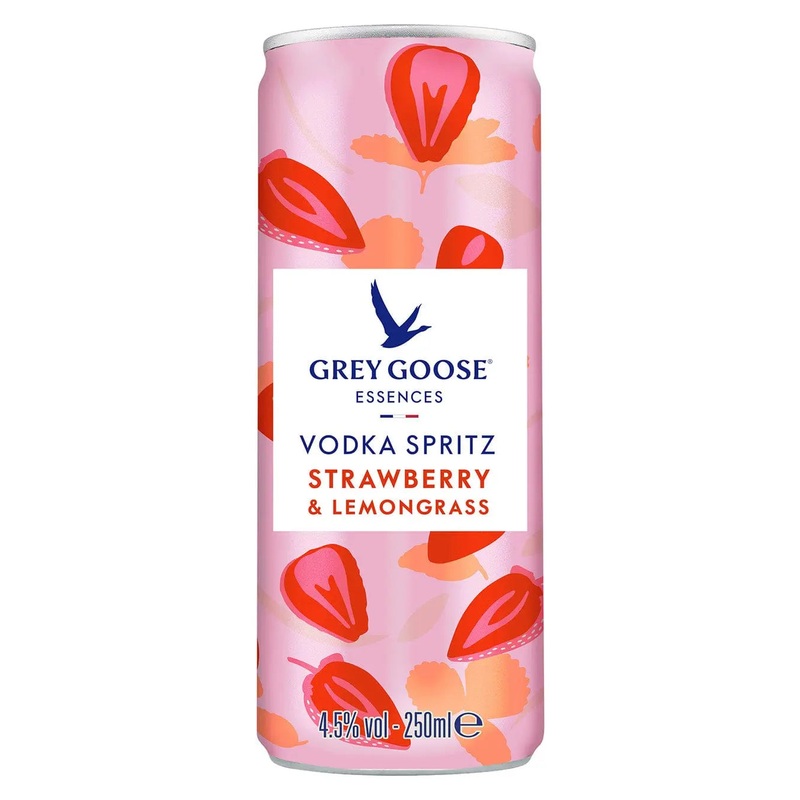Grey Goose Essences Strawberry & Lemongrass Premixed Can, 250 ml