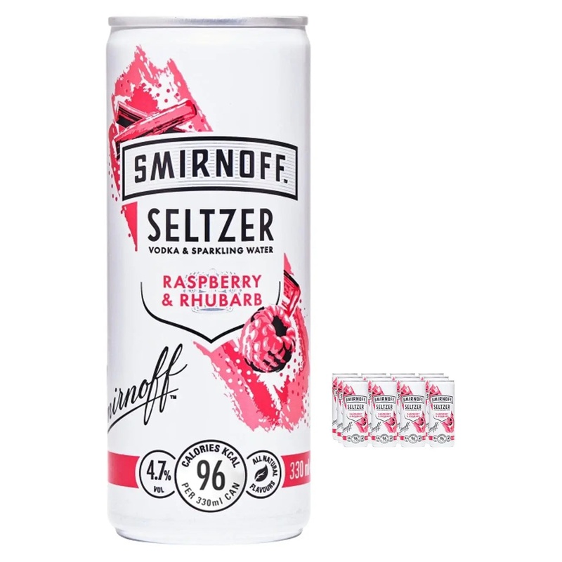 Smirnoff Seltzer Raspberry & Rhubarb Multipack, 12 x 250 ml