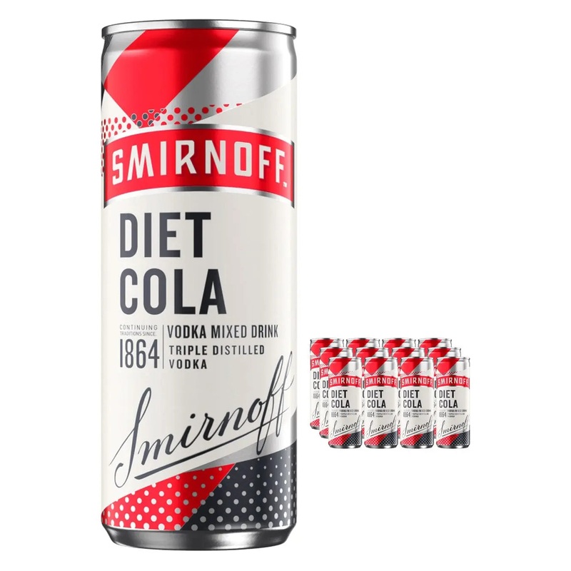 Smirnoff Vodka & Diet Cola Premixed Drink Multipack, 12 x 250 ml