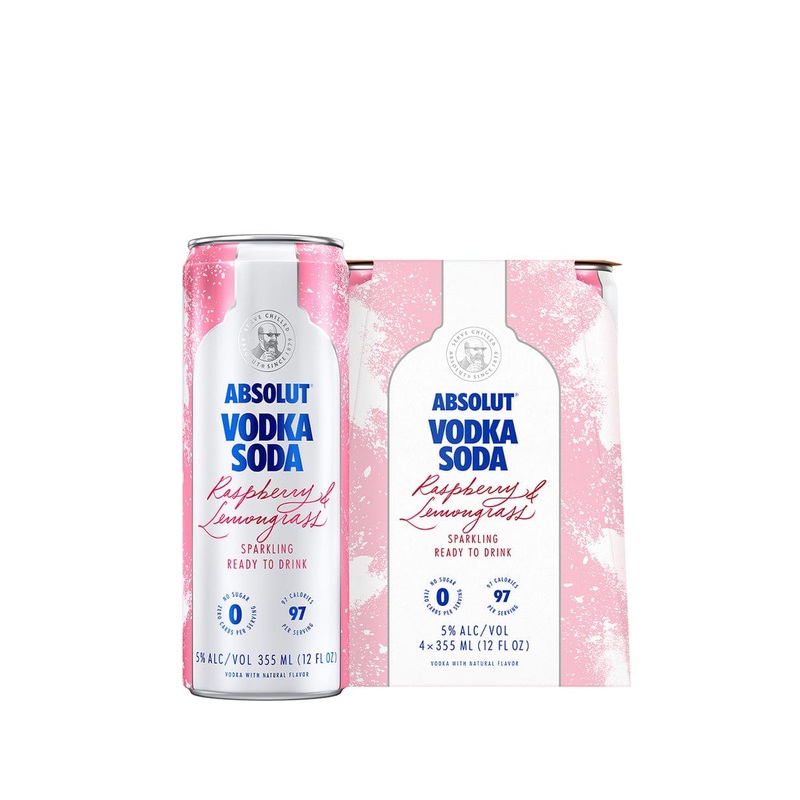 ABSOLUT RASPBERRY & LEMONGRASS VODKA SODA 4PK