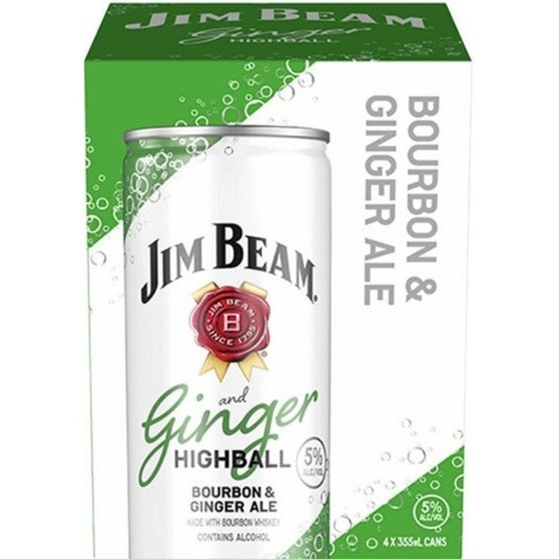 Jim Beam Ginger Highball Bourbon & Ginger Ale Cocktail 10 4pk 355ml