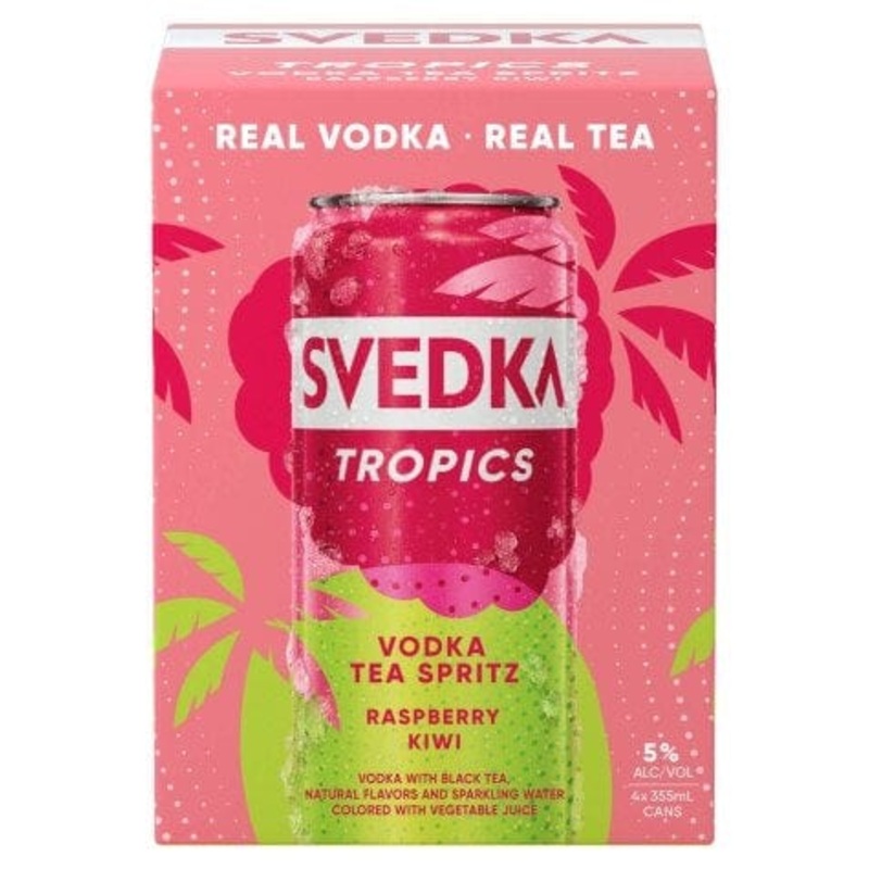 SVEDKA TROPICS RASPBERRY KIWI VODKA TEA SPRITZ 4PK C/O