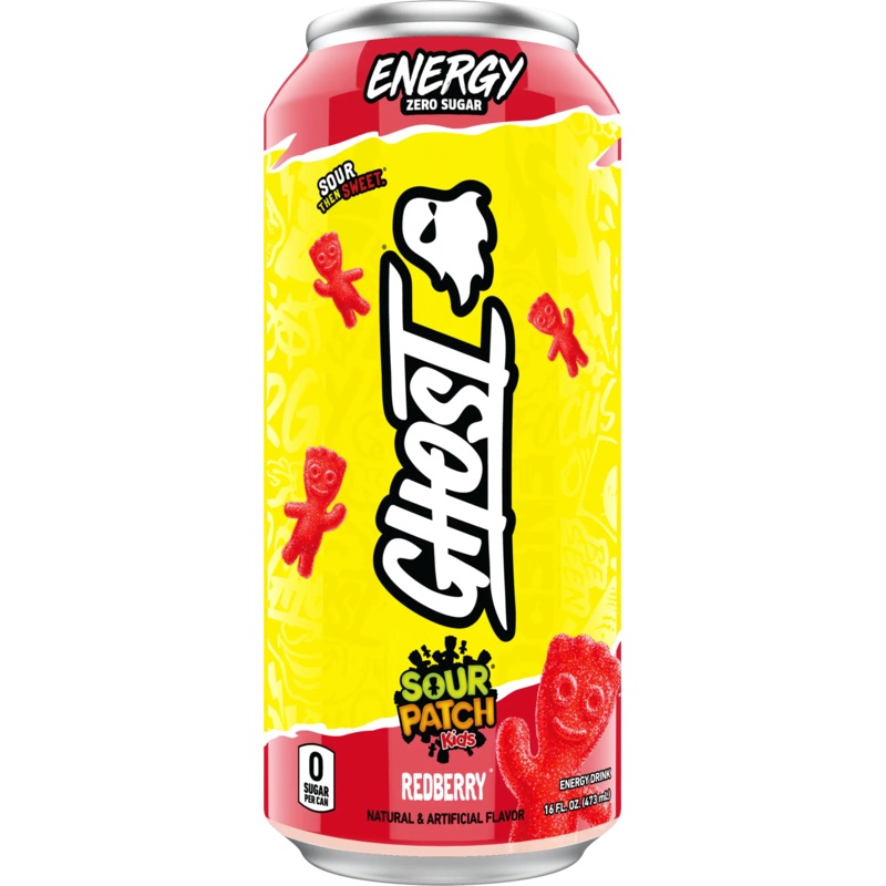 Ghost Energy Zero Sugar Sour Patch Blue Redberry 16oz