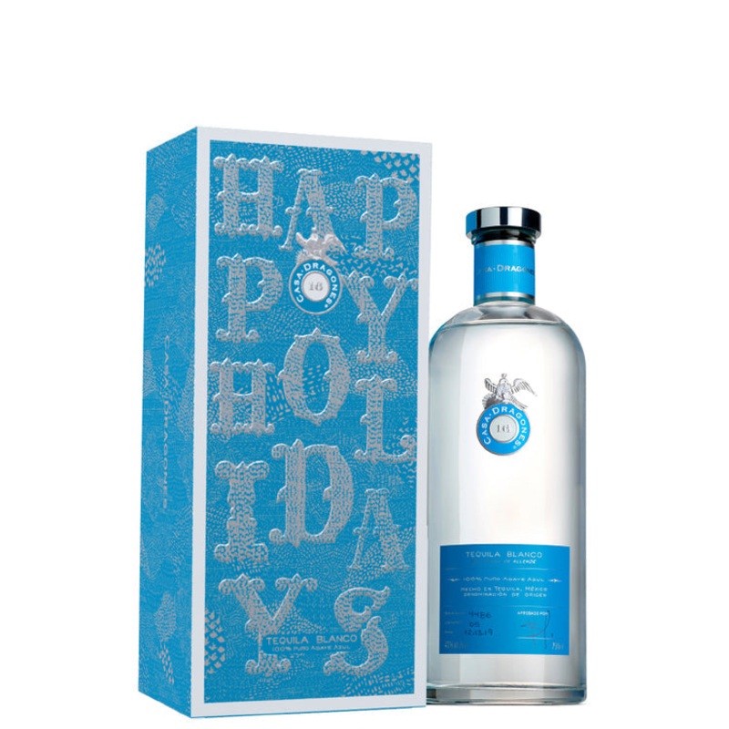 CASA DRAGONES TEQUILA BLANCO 80 W/ HOLIDAY GIFT BOX 750ML