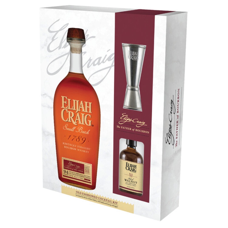 ELIJAH CRAIG STRAIGHT BOURBON SMALL BATCH 94 W/ EC JIGGER & GENT'S OLD FASHIONED COCKAIL SYRUP 750ML
