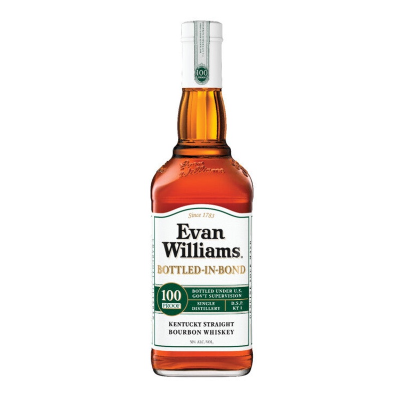 EVAN WILLIAMS STRAIGHT BOURBON WHITE LABEL BOTTLED IN BOND 100 750ML