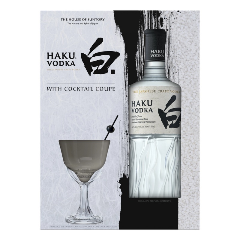 SUNTORY VODKA HAKU 80 W/ COCKTAIL COUPE 750ML