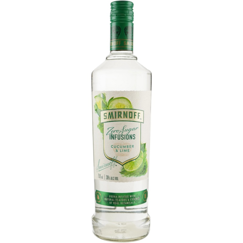 SMIRNOFF CUCUMBER & LIME FLAVORED VODKA ZERO SUGAR INFUSIONS 60 750ML