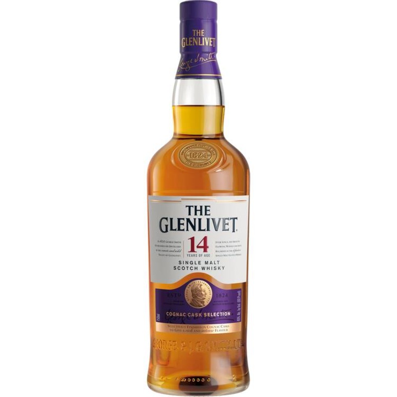 THE GLENLIVET SINGLE MALT SCOTCH COGNAC CASK SELECTION 14 YR 80 WITH CARTON 750ML