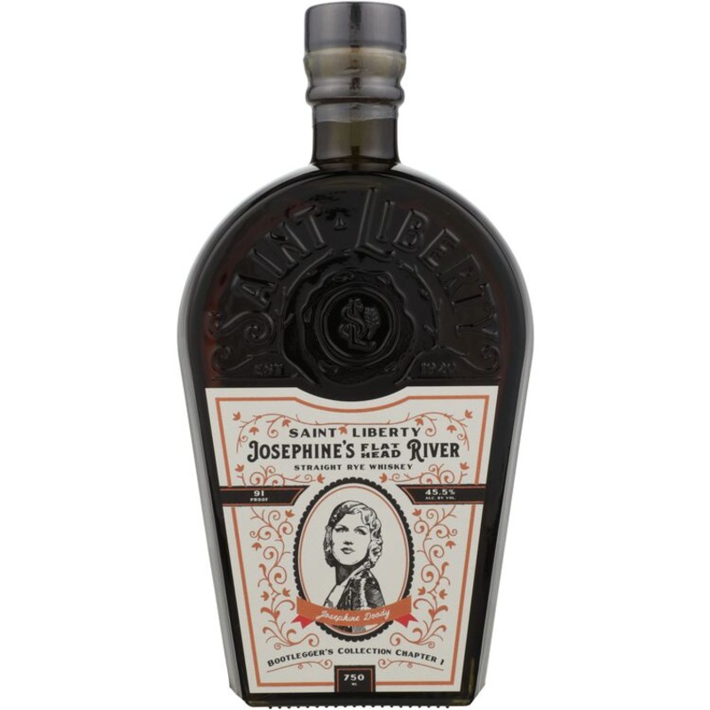 SAINT LIBERTY STRAIGHT RYE WHISKEY JOSEPHINE'S FLAT HEAD RIVER BOOTLEGGER'S COLLECTION CHAPTER 1 5 YR 91 750ML