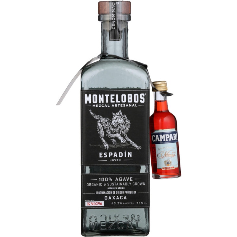 MONTELOBOS MEZCAL ARTESANAL JOVEN ESPADIN 86.4 W/ CAMPARI APERITIVO 48 750ML