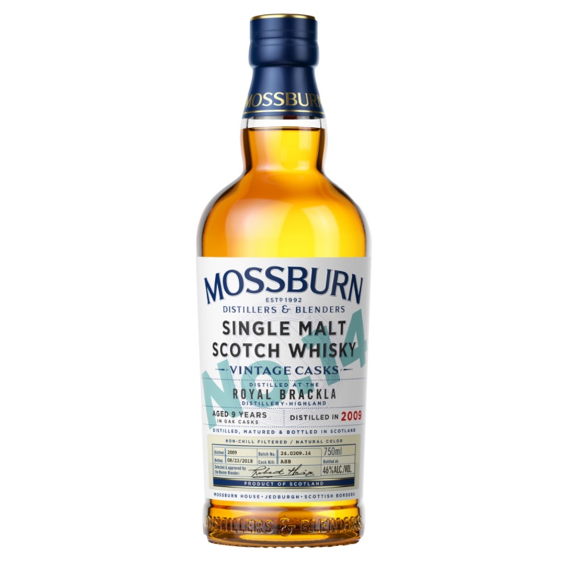 MOSSBURN SINGLE MALT SCOTCH ROYAL BRACKLA DISTILLERY VINTAGE CASKS NO. 14 9 YR 92 750ML