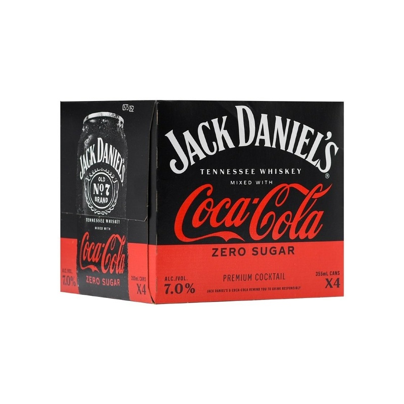 JACK DANIEL'S COCKTAILS Jack & Coke Zero Sugar 4 Pack