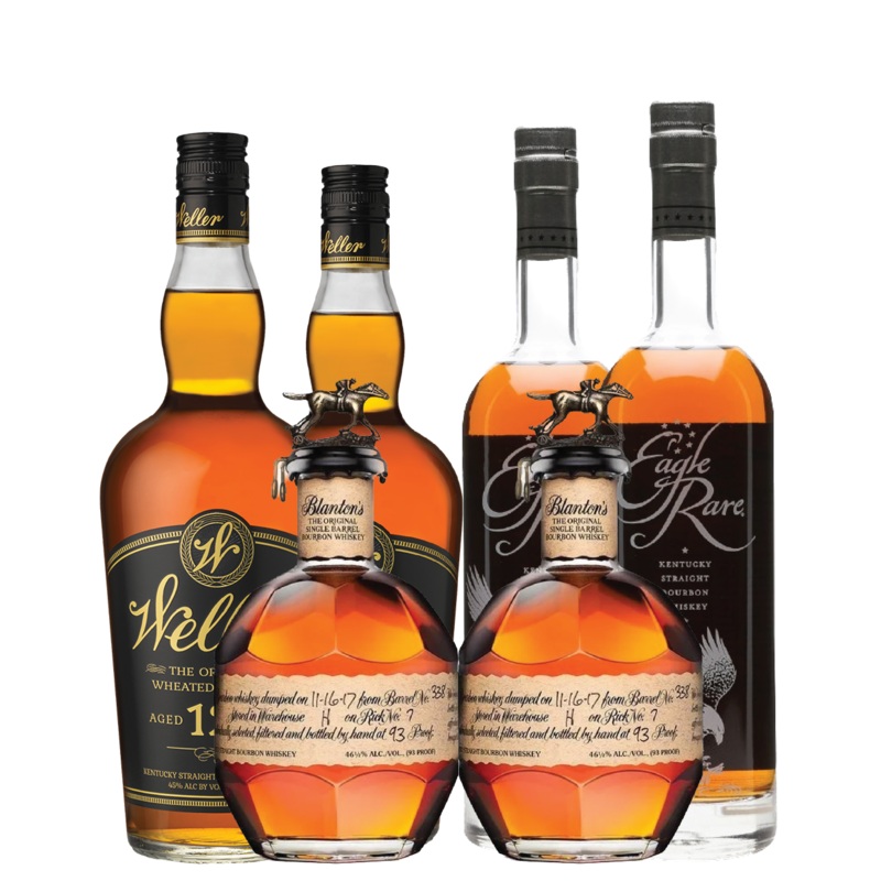 2 Blantons Single Barrel, 2 Eagle Rare and 2 W.L. Weller 12 Bundle