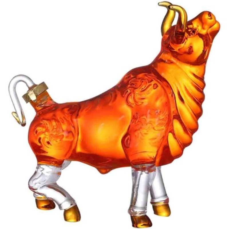 Glass Ox Bull Cow Wine Decanter Whiskey Bourbon Scotch Bar Decor 1L