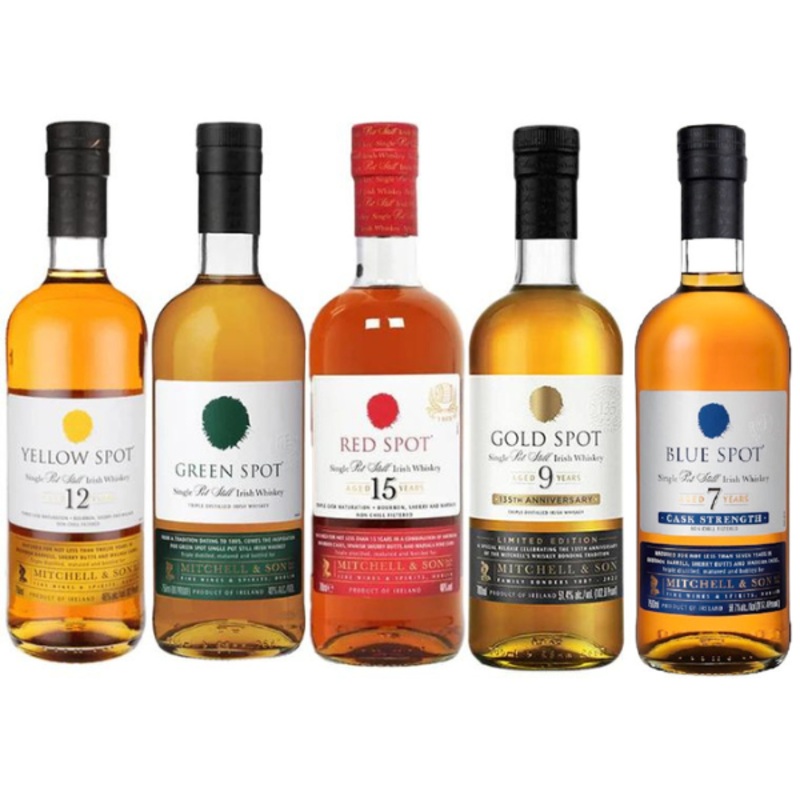 Yellow Spot, Gold Spot, Red Spot, Green Spot and Blue Spot Irish Whiskey Bundle