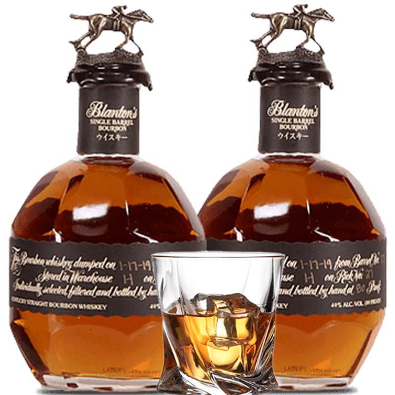2 Blanton's Black Label & Whiskey Glass Bundle