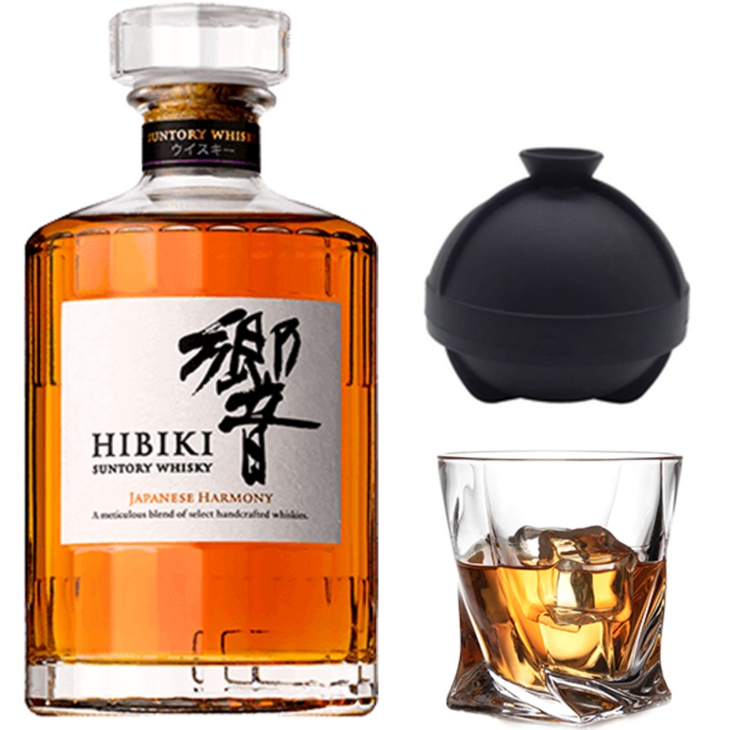 Hibiki Suntory, Whiskey Glass & Sphere Ice Ball Mold Bundle