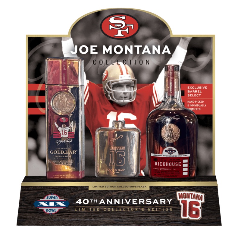 Gold Bar Joe Montana 40th Anniversary Collectors Edition Flask Set