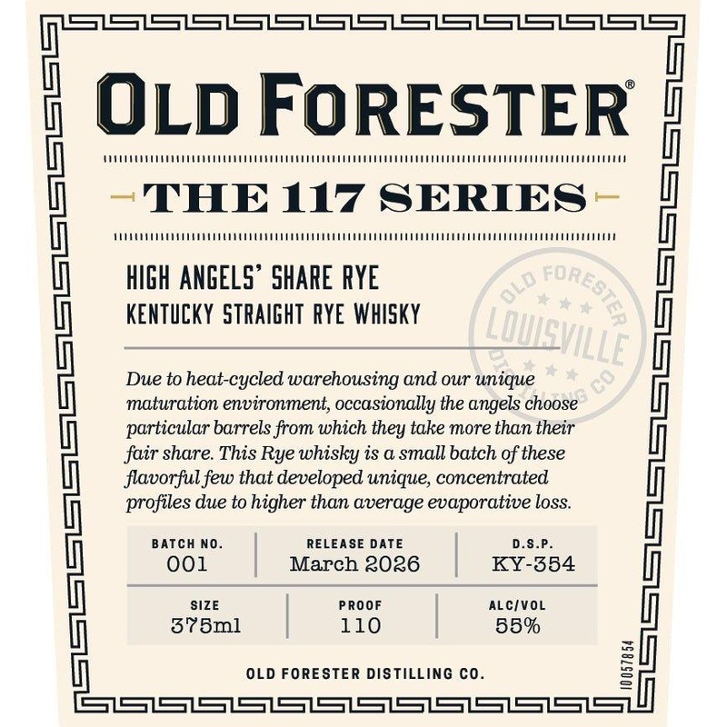 Old Forester 117 Series High Angels Share Rye