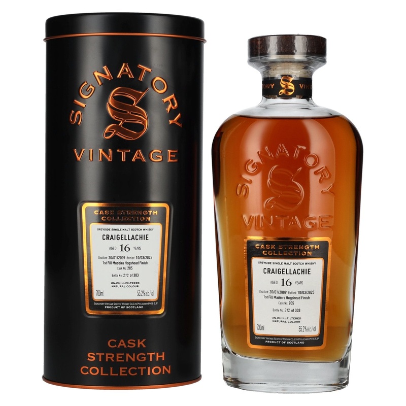 Signatory Vintage CRAIGELLACHIE 16 Years Old 1st Fill Madeira Cask Strength #205 2009 55,2% Vol. 0,7l in Tinbox