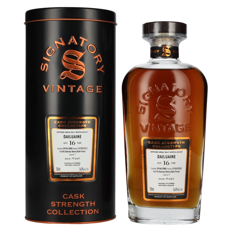 Signatory Vintage DAILUAINE 16 Years Old 1st Fill Oloroso Cask Strength #1 2008 56,8% Vol. 0,7l in Tinbox