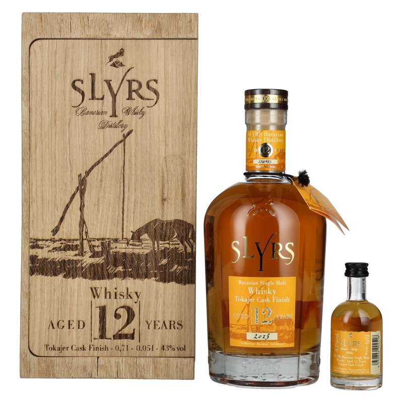 Slyrs 12 Years Old TOKAJER CASK FINISH Bavarian Single Malt Whisky 2013 43% Vol. 0,7l in Holzkiste with 0,05l Miniatur