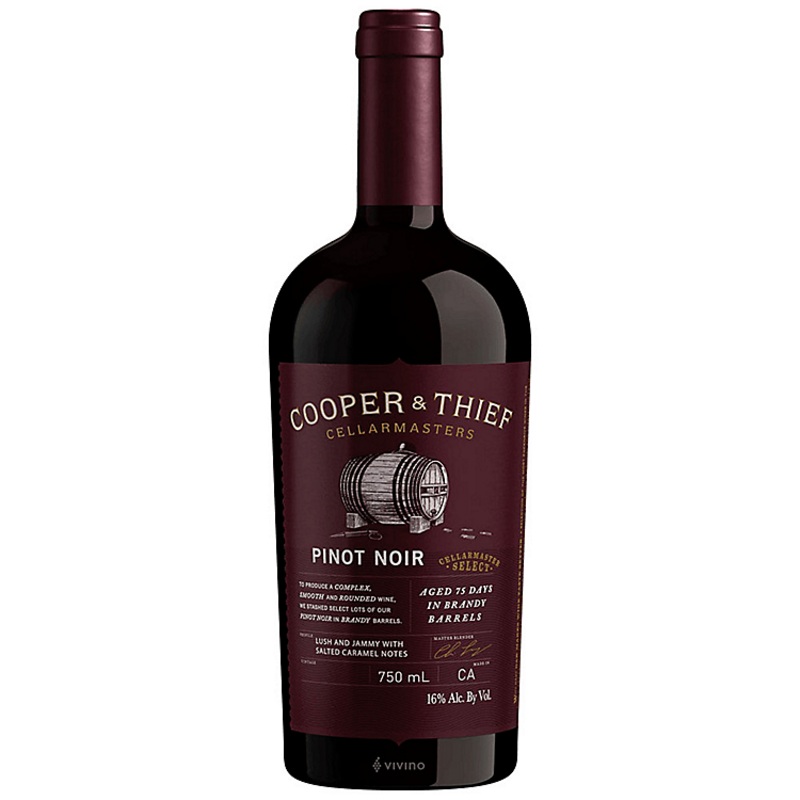 COOPER & THIEF PINOT NOIR AGED 75 DAYS IN BRANDY BARRELS CALIFORNIA 2021 750ML