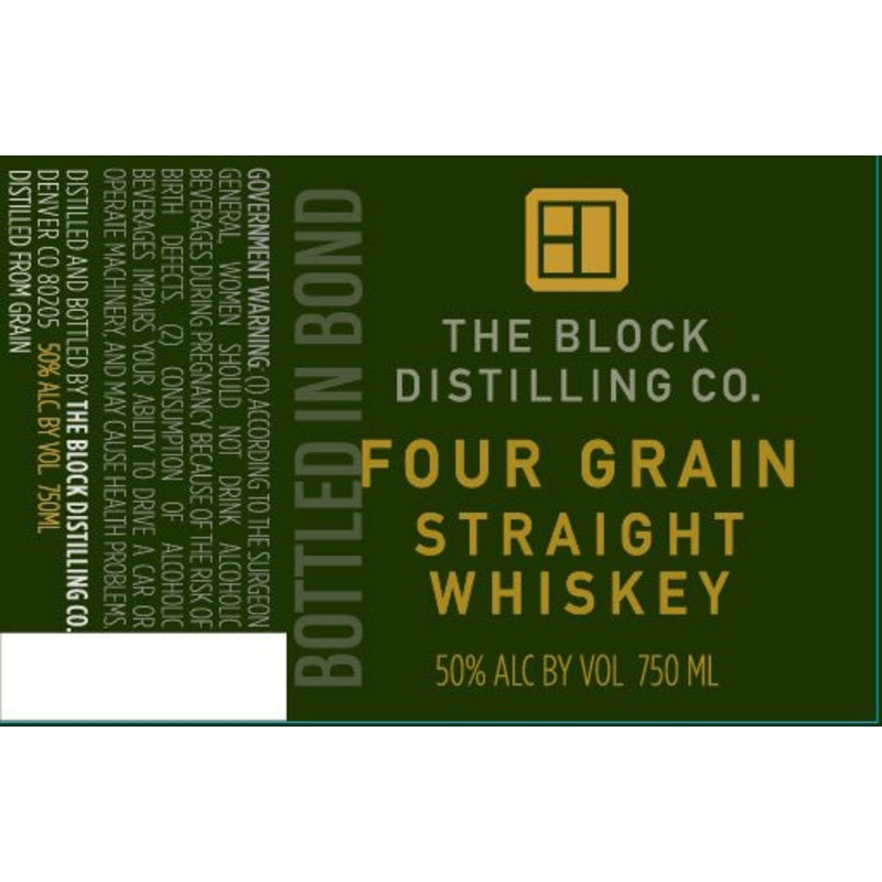The Block Distilling Co. Four Grain Straight Whiskey Bottled in Bond 750ml
