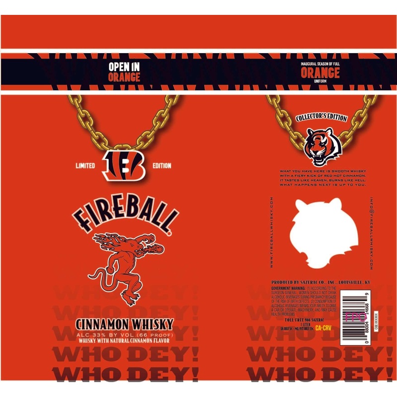 Fireball Cinnamon Whisky Bengals Collector's Edition