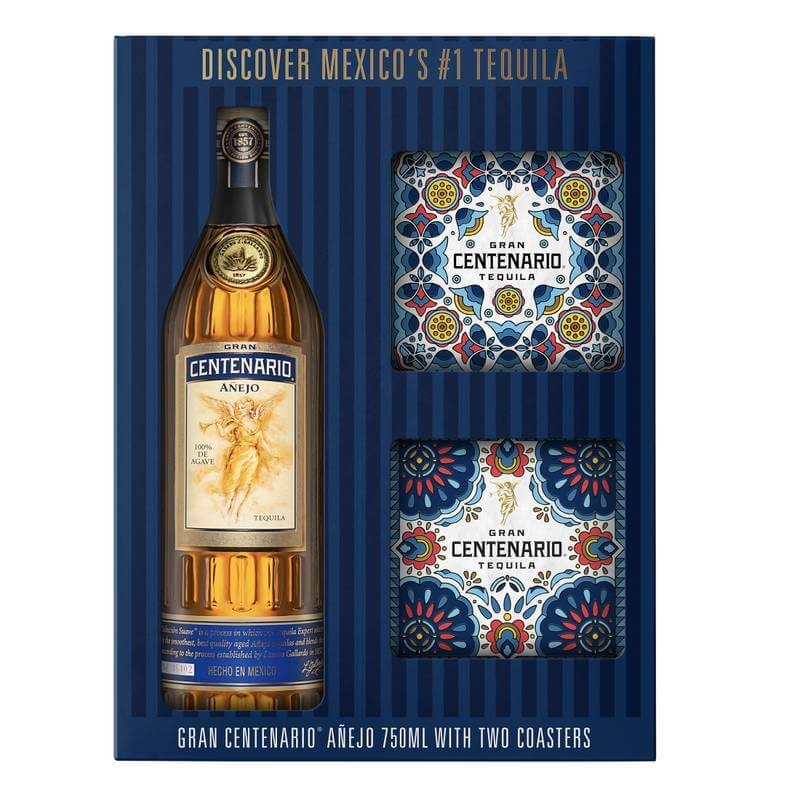 Gran Centenario Aejo with Two Ceramic Coasters Tequila 750ml
