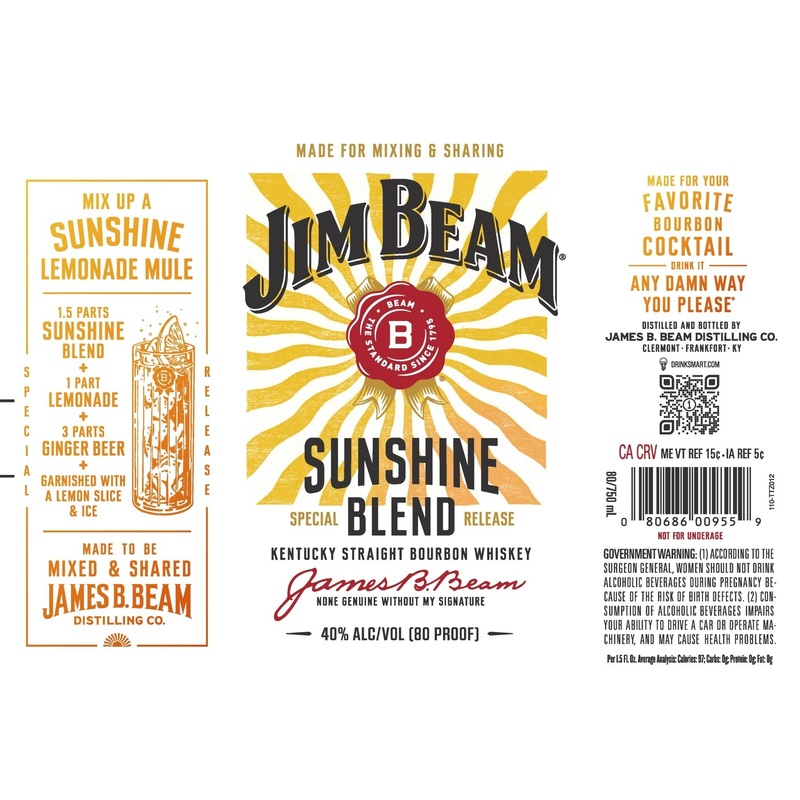 Jim Beam Sunshine Blend Special Release Kentucky Straight Bourbon Whiskey