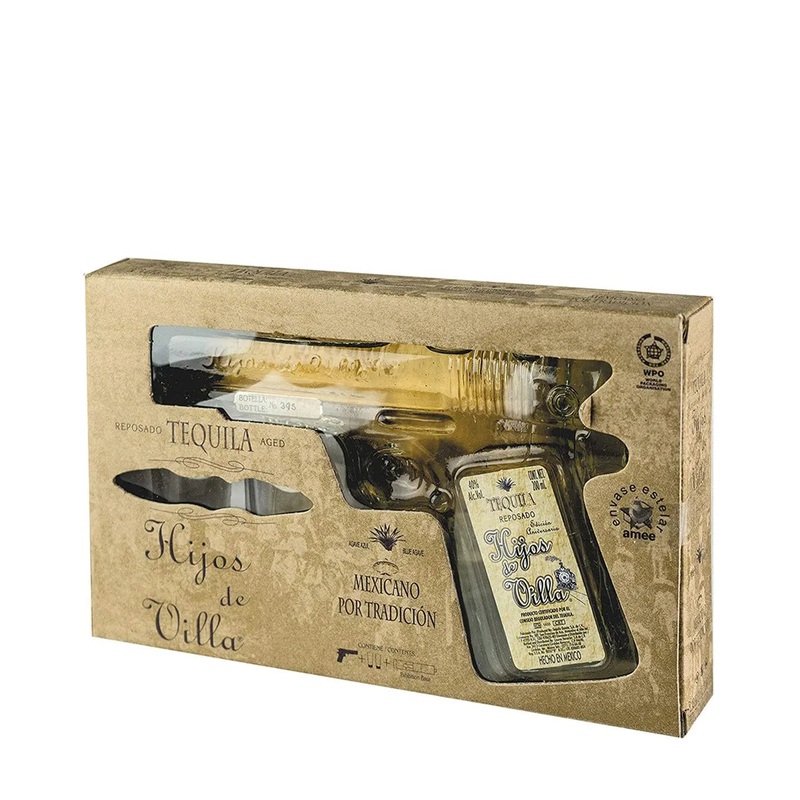 Hijos de Villa Reposado Pistol Gun & Shot Glass Miniature Gift Set, 20 cl