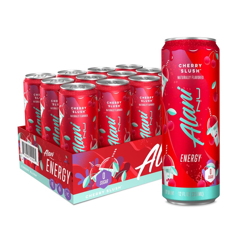 Alani Nu Cherry Slush Sugar-Free Energy Drink 12 oz Cans (Pack of 12) - Pre-Workout Performance