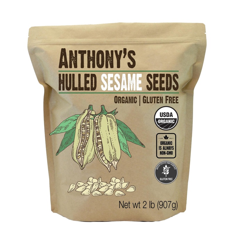 Anthony's Organic Hulled Sesame Seeds 2 lb - Gluten Free, Non-GMO, Keto-Friendly