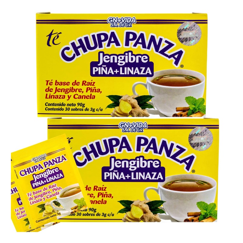 Buy CHUPA Panza Tea - Ginger Pineapple Flaxseed & Cinnamon | 60 Bags - International Shipping Available